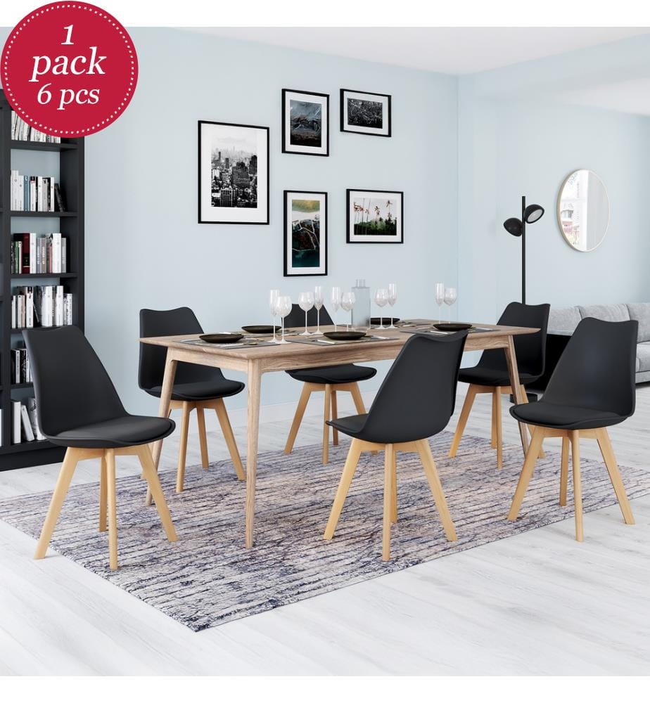 6er-Set Stühle Nordia 46 x 51 x 79.5 cm - Schwarz