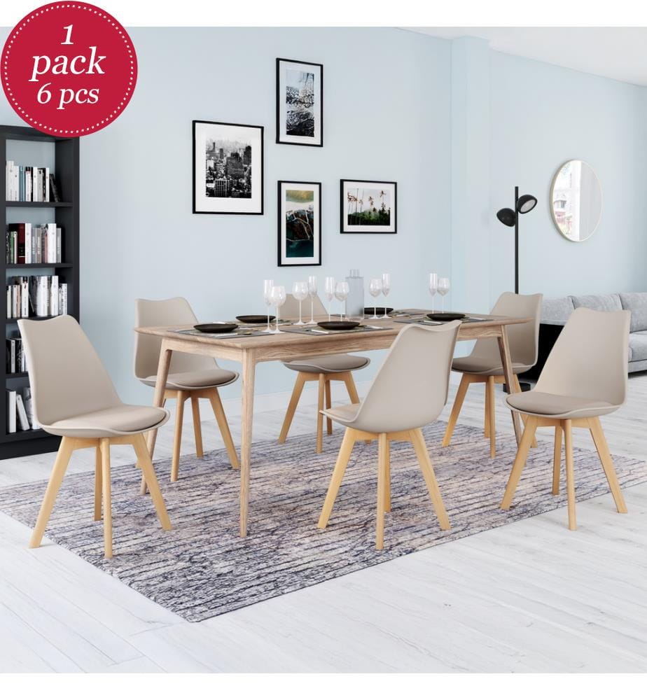6er-Set Stühle Nordia 46 x 51 x 79.5 cm - Beige & Braun