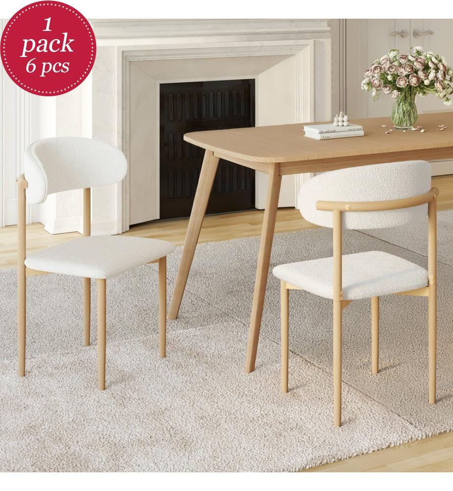 Lot de 6 Chaises Callisto assise bouclette et pieds bois 