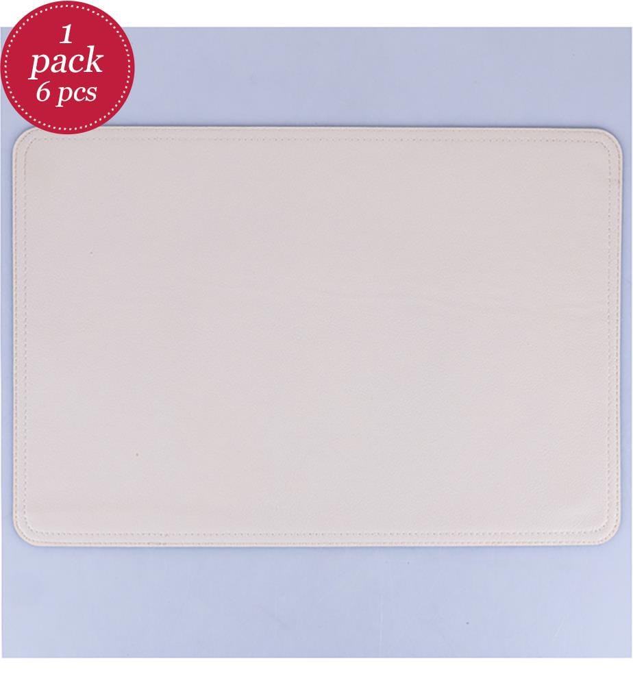 6er Set Horeca Tischset Ledereffekt Creme 30x44 Cm - Elfenbein