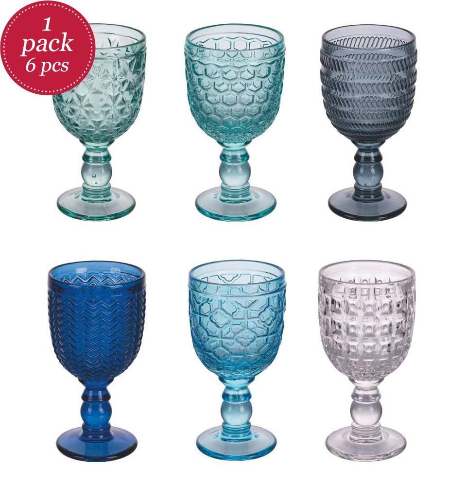 Set von 6 Weingläsern Geometrie Ocean - Blau