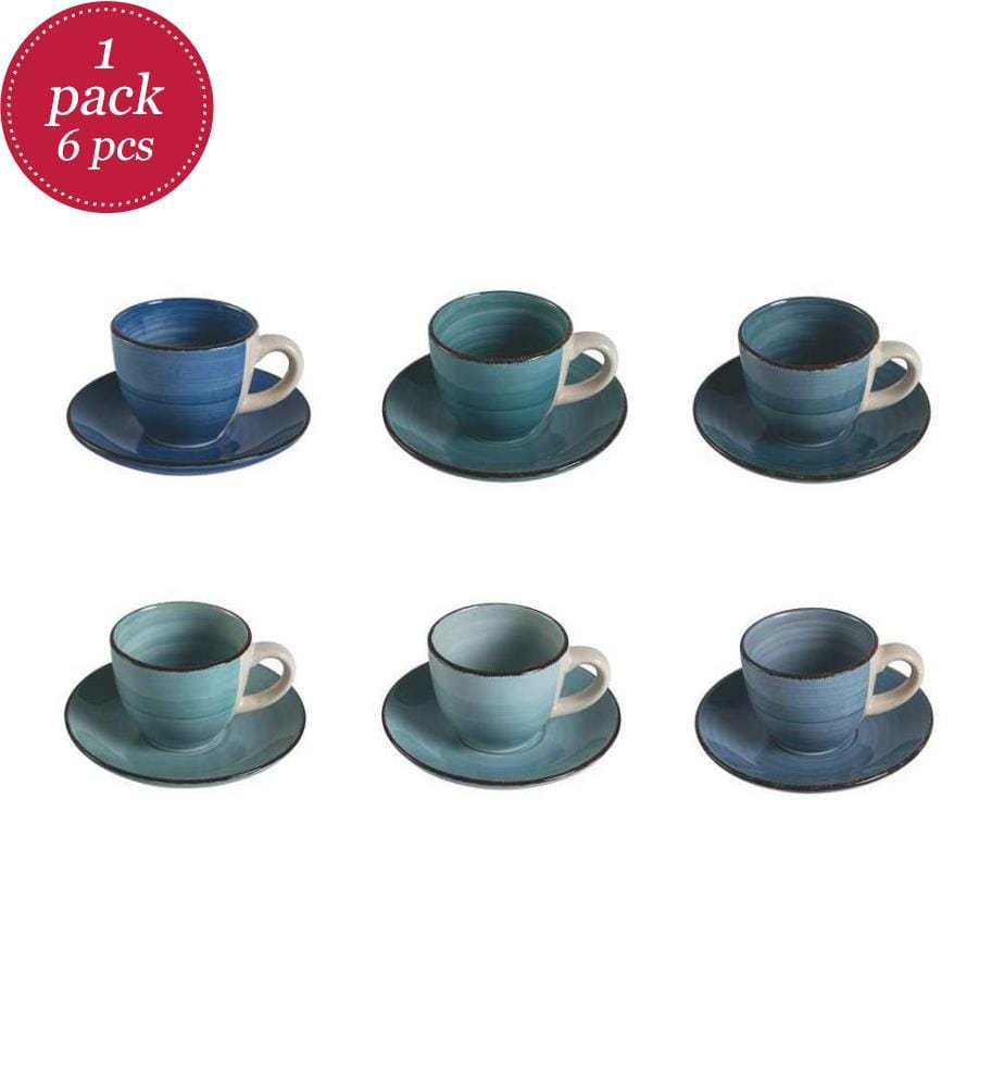 Set di 6 tazze da caffè Baita con piattino - Acqua