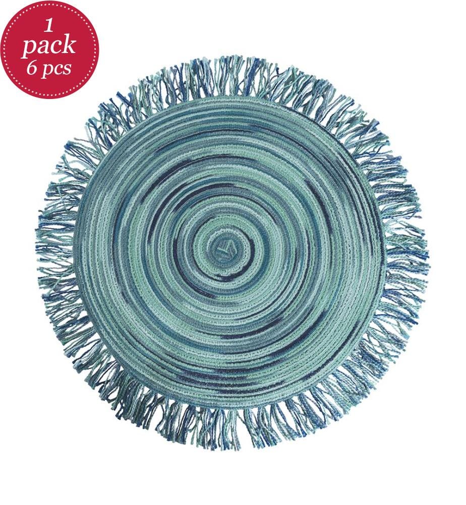 Lot de 6 sets de table Baita Acqua avec franges 44 Cm