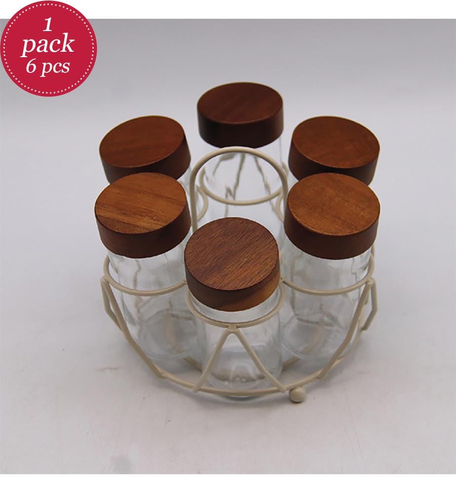 Lot de 6 pots Toni - 90 ml / Verre / Support sable