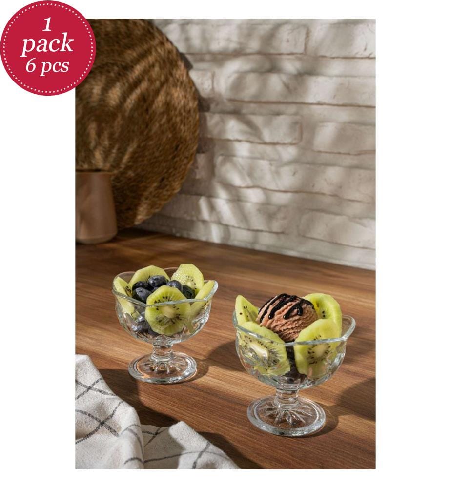 6er-Set Eisbecher aus Glas – transparent