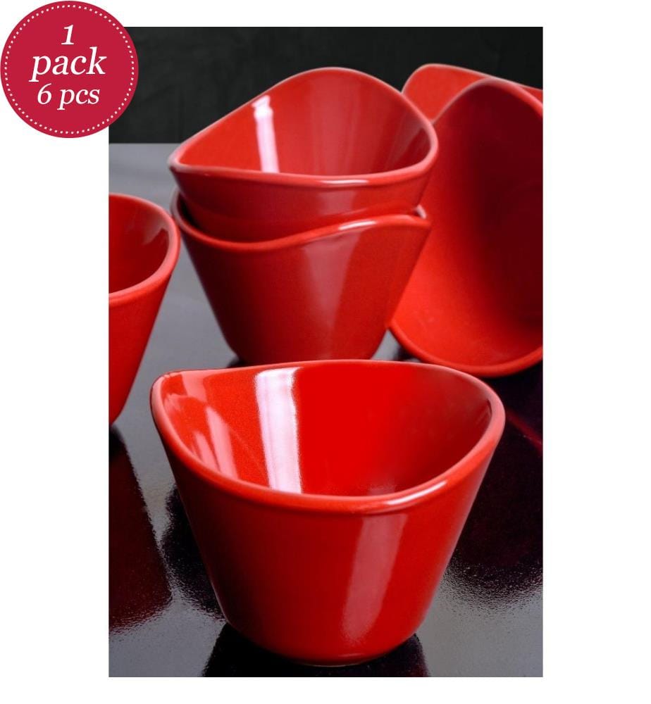 Set of 6 Ceramic Bowls - Red