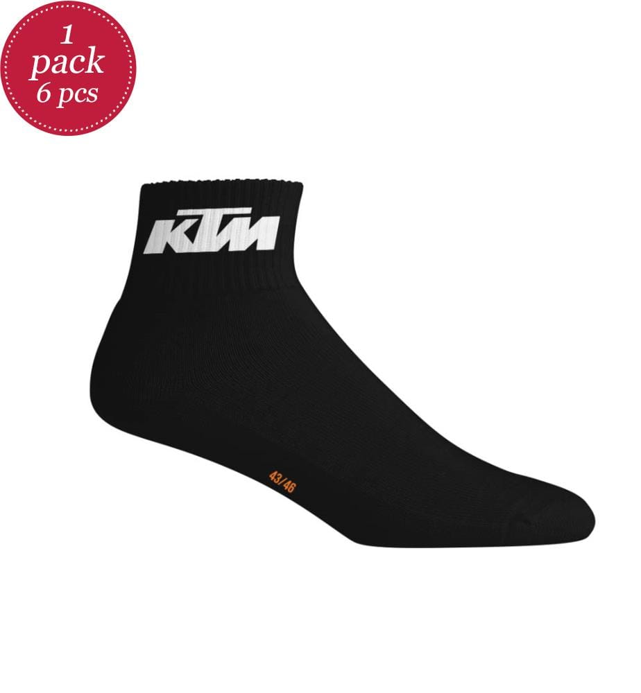 6 Paar Socken Mid - Schwarz & Orange & Weiss