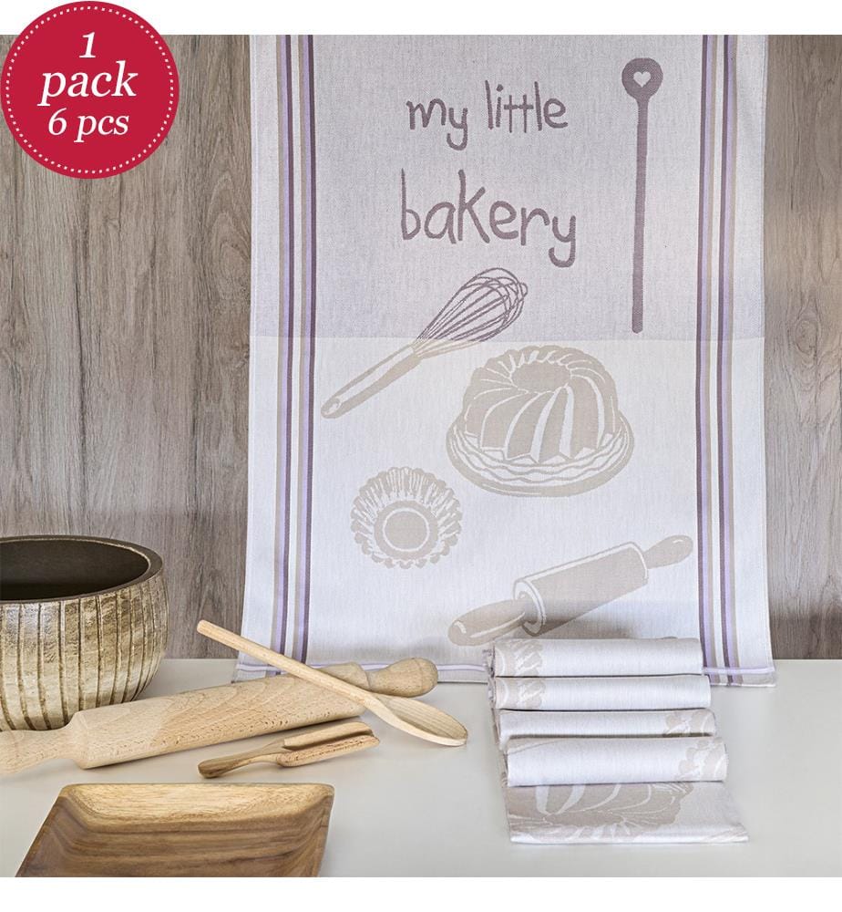 Lot de 6 torchons 50 x 70 cm 100% Coton Egyptien - Bakery