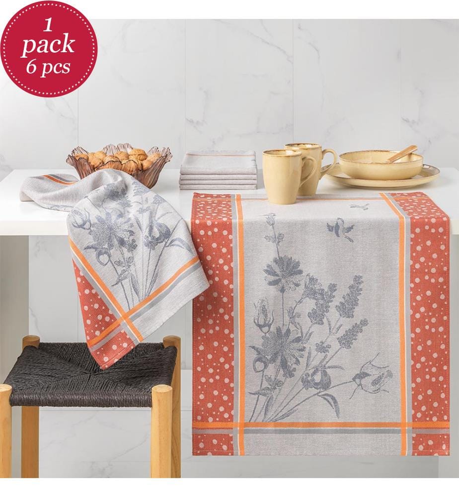 Lot de 6 torchons 50 x 70 cm 100% Coton Egyptien - Maison de Campagne