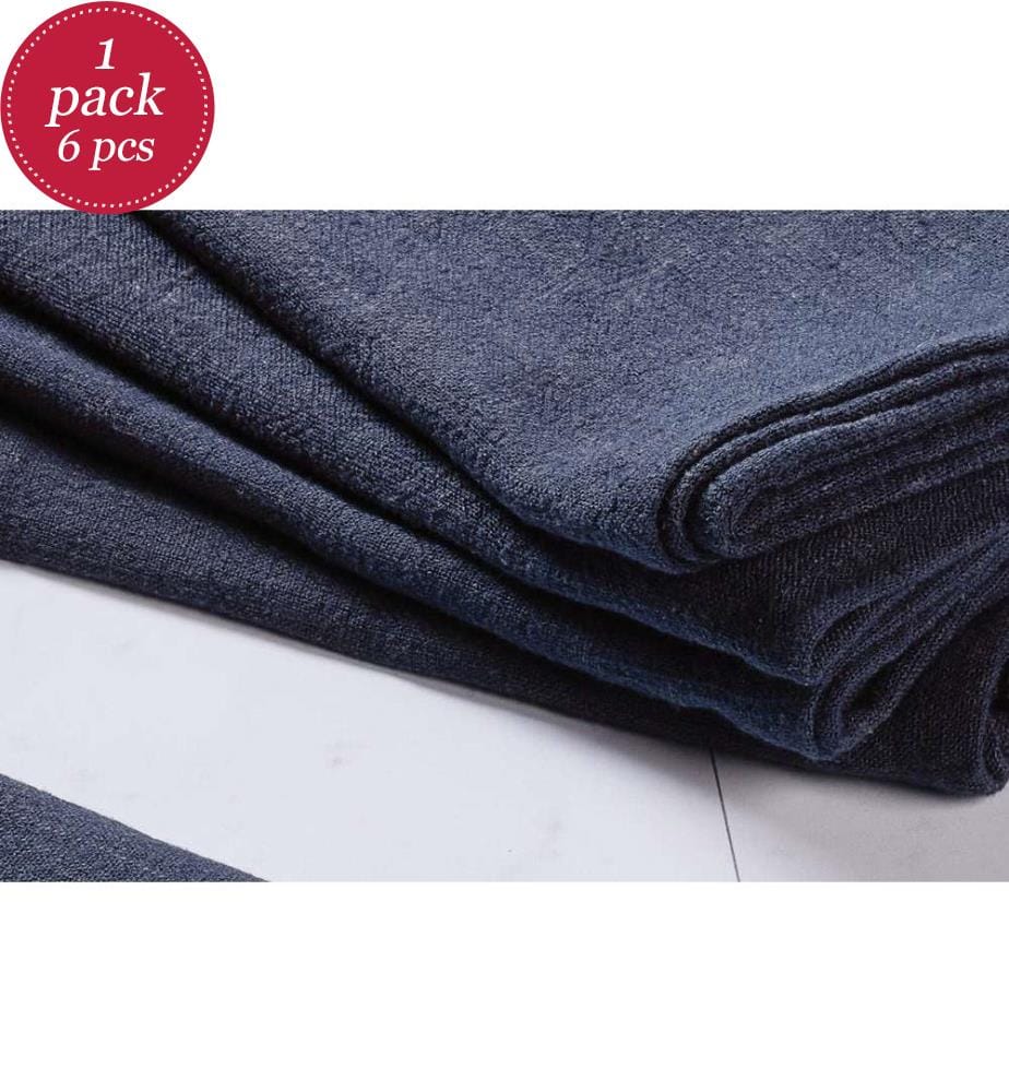 Lot de 6 Serviettes de table - Bleu et gris