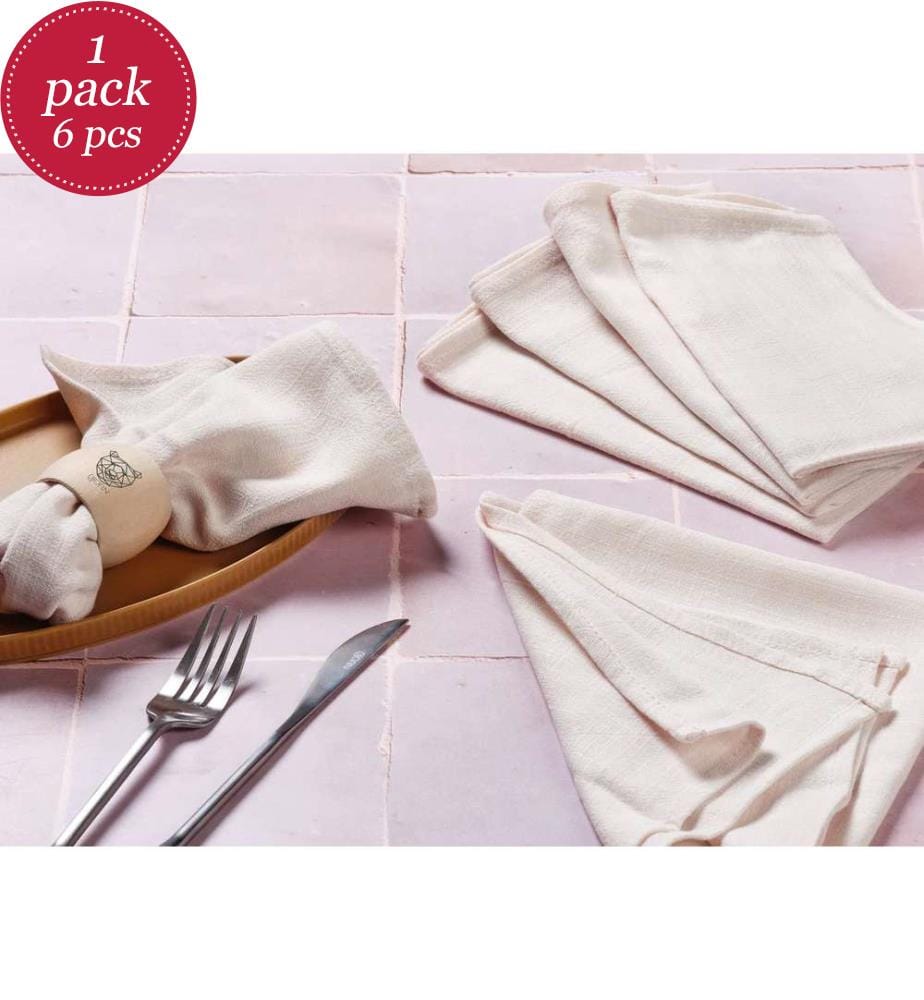 Lot de 6 Serviettes de table - Crème