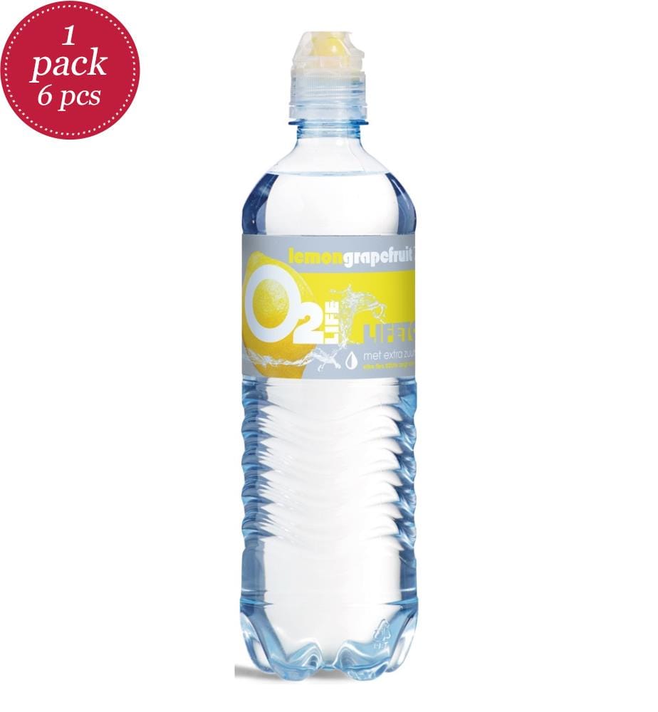 6x O2Life Oxygen Water Lemon-Grapefruit - 750ml