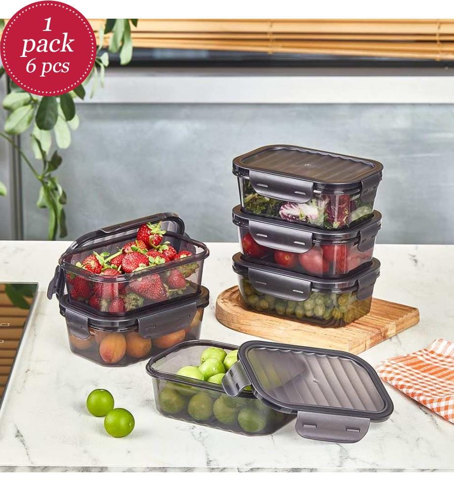 Aufbewahrungsbox-Set (6-teilig) – transparent Schwarz