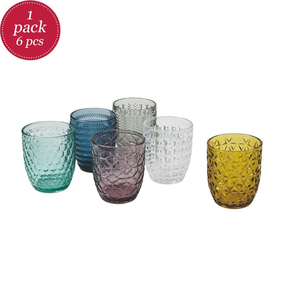 Set von 6 Wassergläsern Geometrie - Mehrfarbig