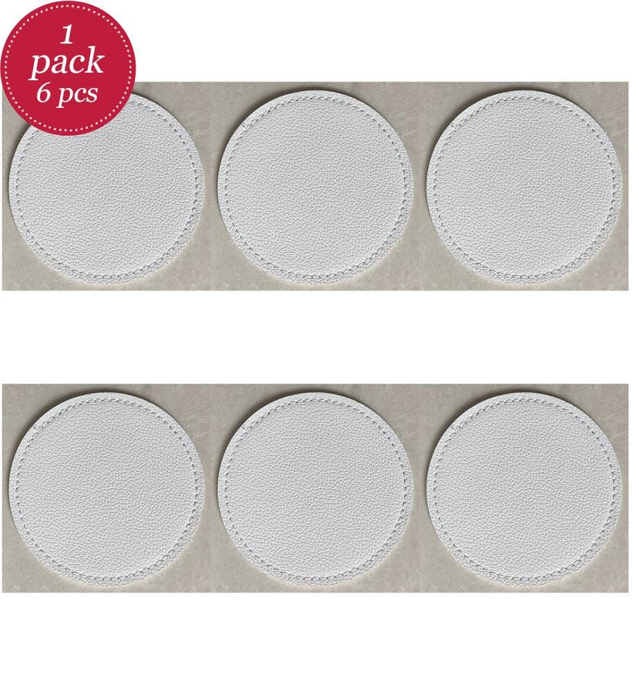 Set of 6 Horeca leather coasters - Ø 10 cm / White