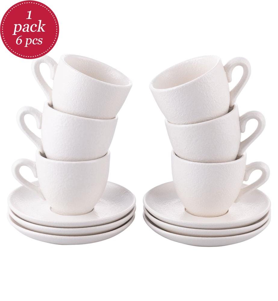 Set aus 6 Horeca-Bechern mit Tellern - Weiss