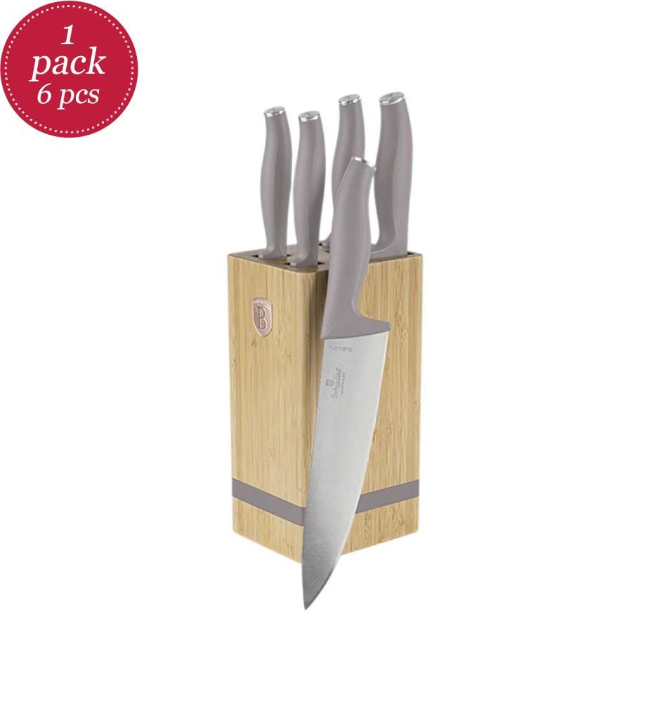 6-teiliges Messerset mit Messerblock, Taupe Collection - Matt