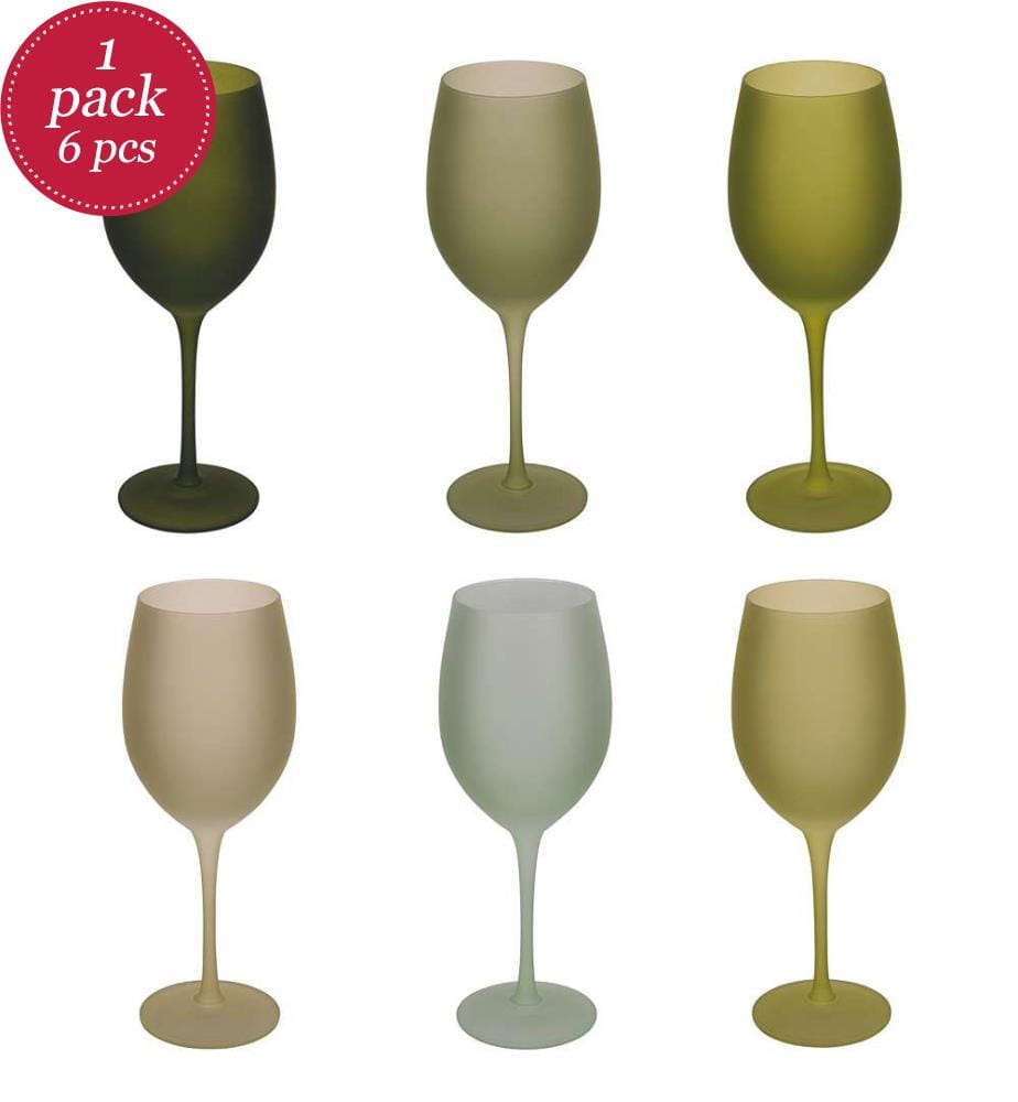 Set of 6 Happy Hour wine glasses - Green
