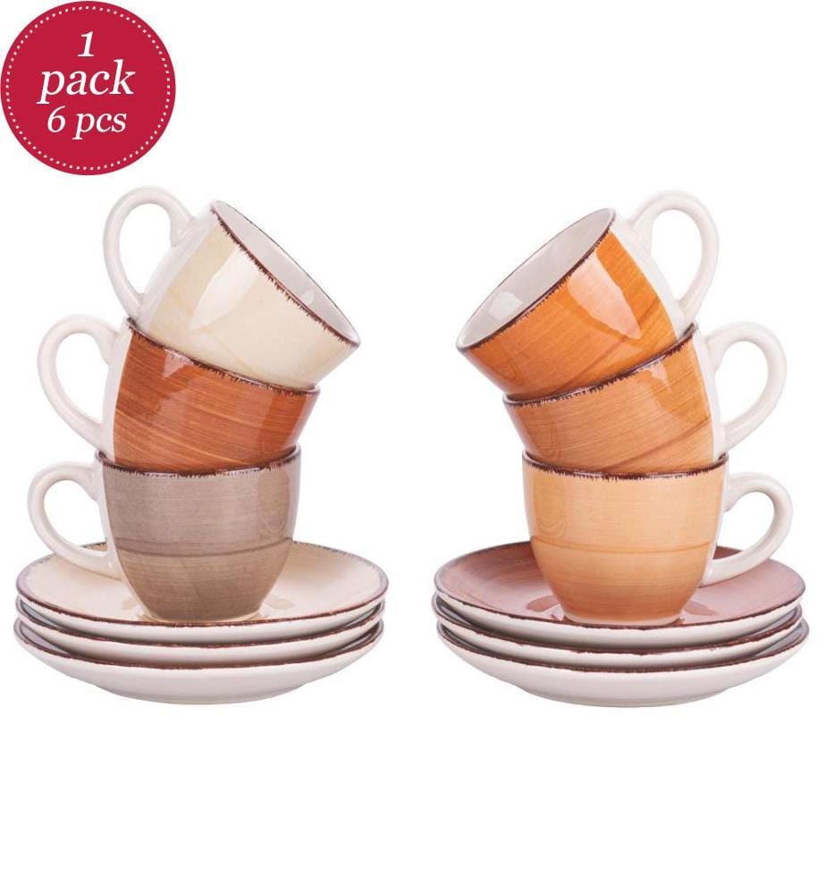Set of 6 Baita Chocolate coffee cups - Brown