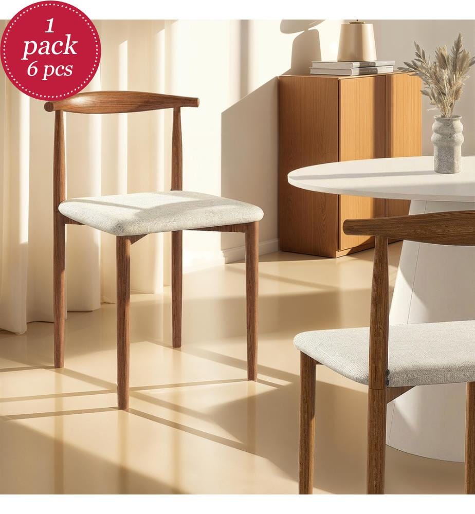 Lot de 6 Chaises Adam - Beige et Brun foncé