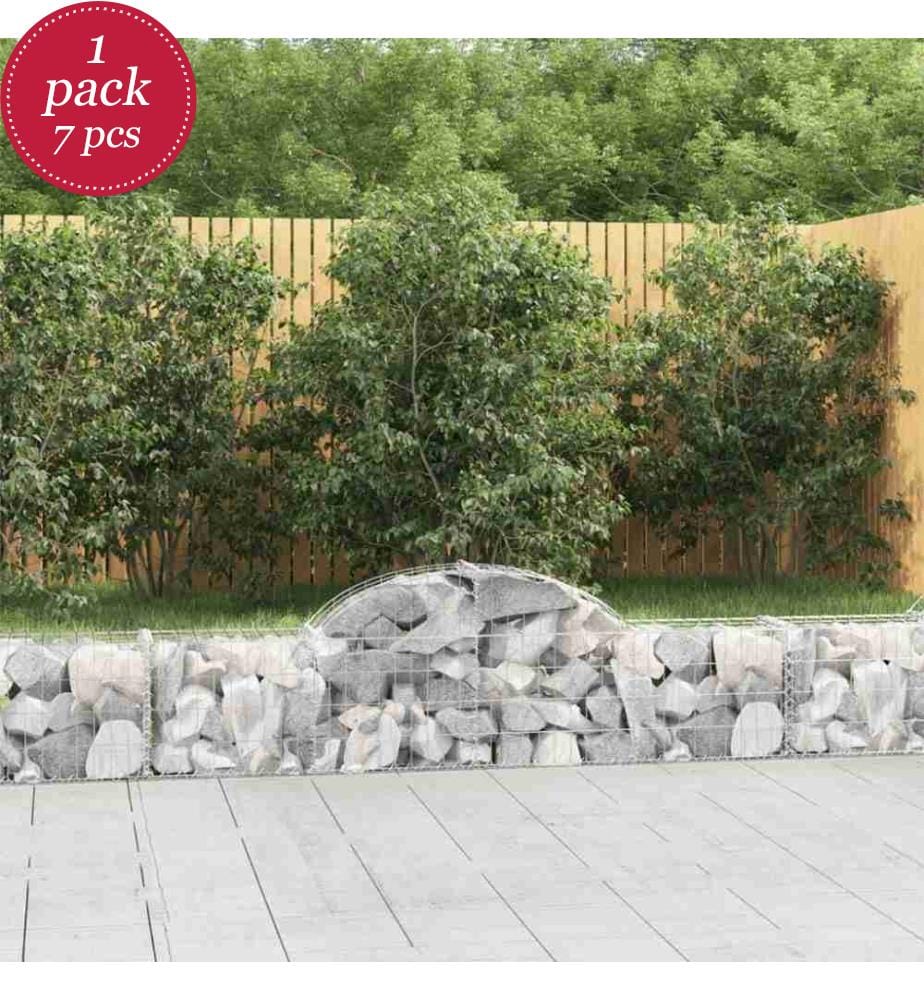 Gabionen mit Hochbogen 7 Stk. 200x30x40/60 cm Verzinktes Eisen