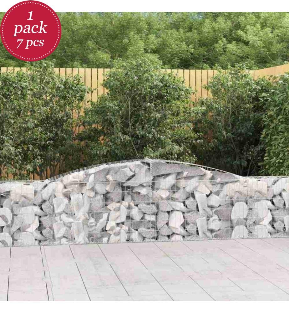 Gabionen mit Hochbogen 7 Stk. 400x30x60/80 cm Verzinktes Eisen