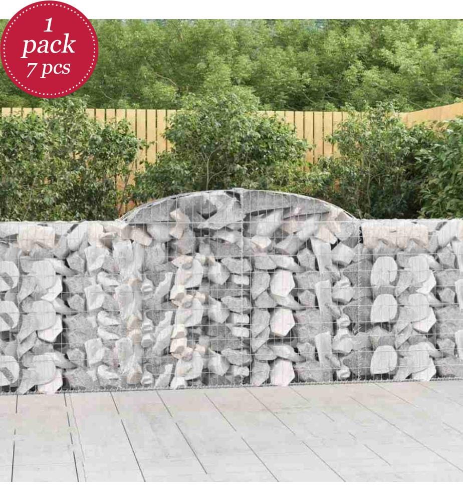 Gabionen mit Hochbogen 7 Stk. 300x30x100/120cm Verzinktes Eisen