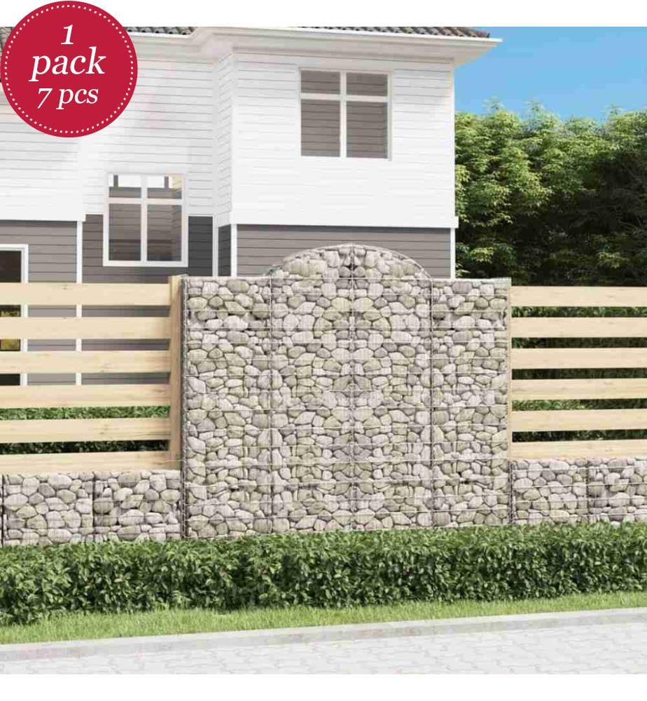 Gabionen mit Hochbogen 7 Stk. 200x50x180/200cm Verzinktes Eisen