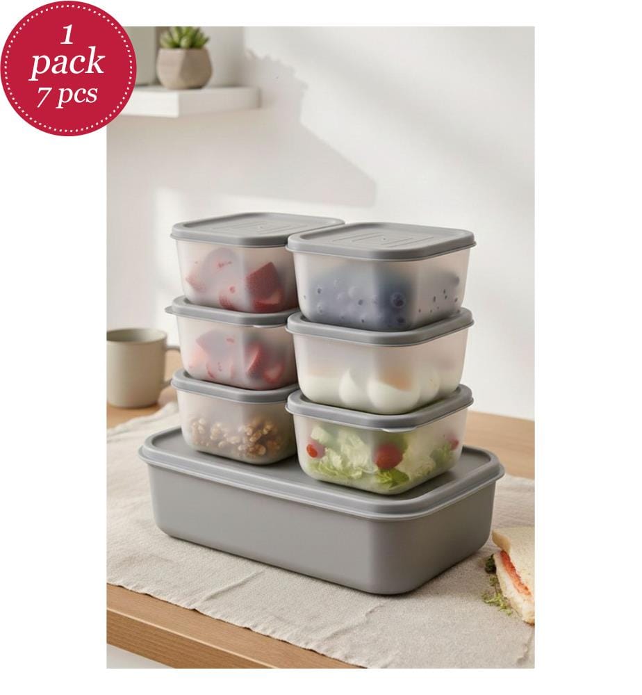 Lot de boîtes de rangement (7 pièces) - Gris