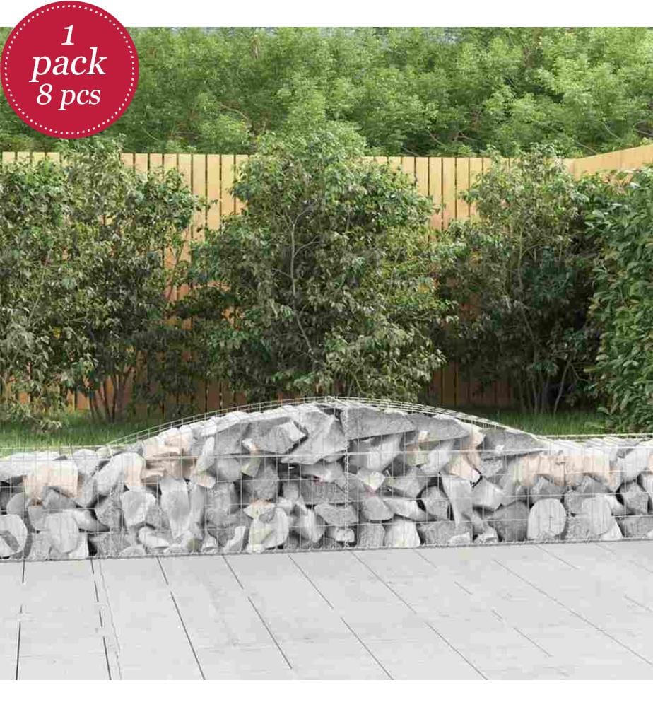 Gabionen mit Hochbogen 8 Stk. 400x50x40/60cm Verzinktes Eisen