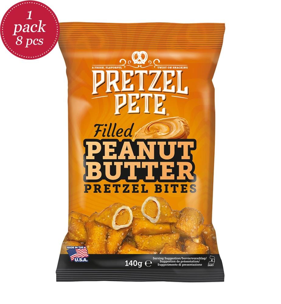 8 x Bretzels Fourrés Beurre de Cacahuète Pretzel Pete - 140g