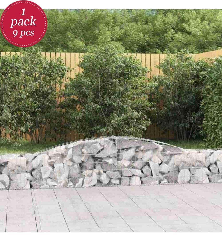 Gabionen mit Hochbogen 9 Stk. 400x30x40/60 cm Verzinktes Eisen