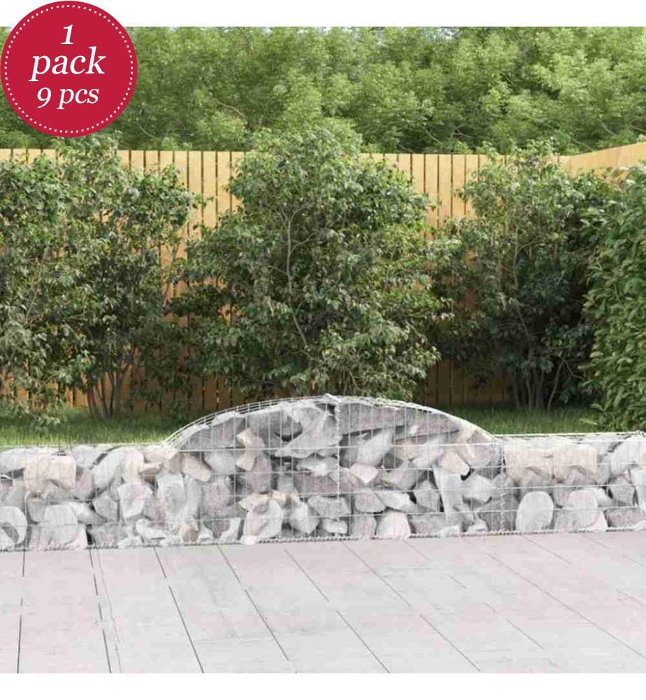 Gabionen mit Hochbogen 9 Stk. 300x30x40/60 cm Verzinktes Eisen