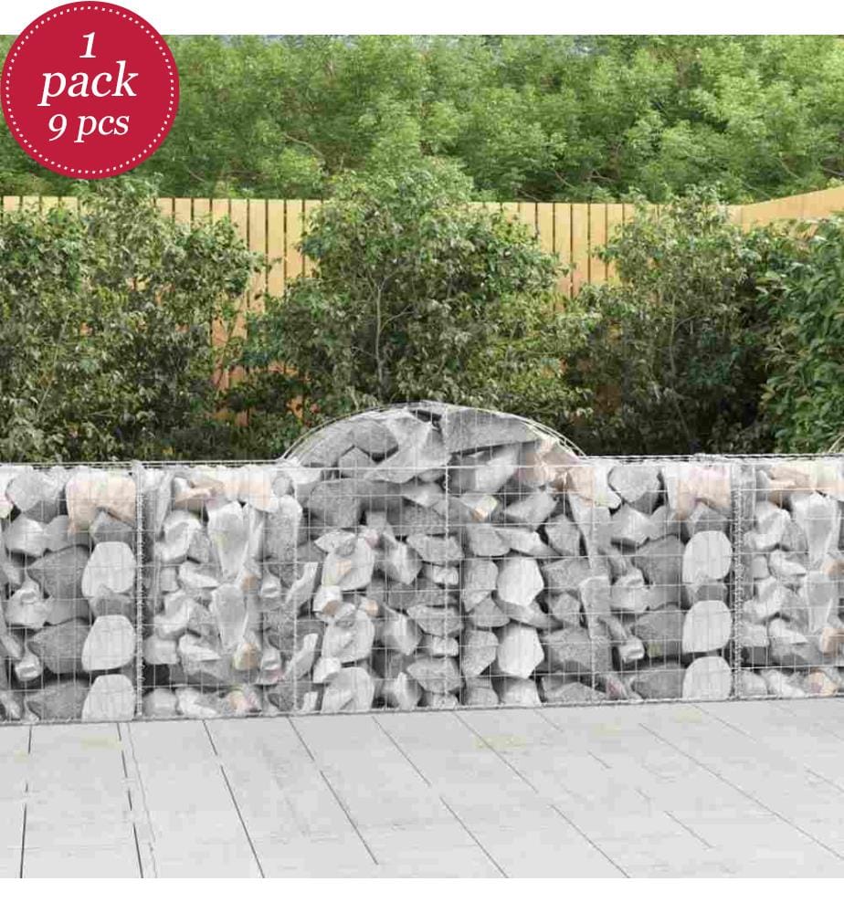 Gabionen mit Hochbogen 9 Stk. 200x50x80/100 cm Verzinktes Eisen