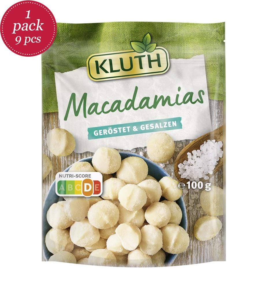 9x Noci di Macadamia Kluth tostate e salate - 100g