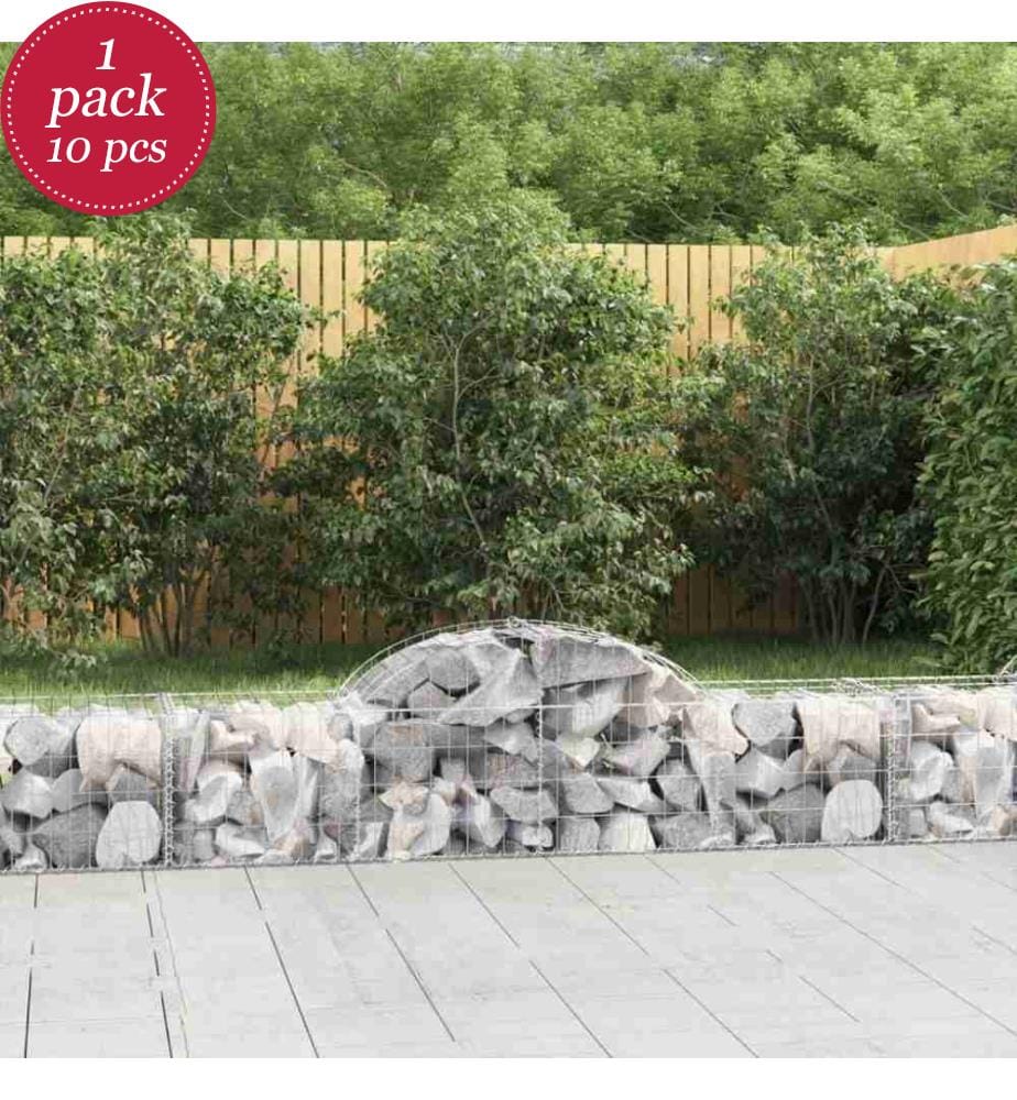 Gabionen mit Hochbogen 10 Stk. 200x50x40/60 cm Verzinktes Eisen