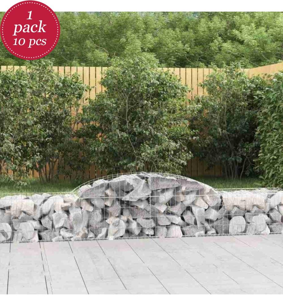 Gabionen mit Hochbogen 10 Stk. 300x50x40/60 cm Verzinktes Eisen