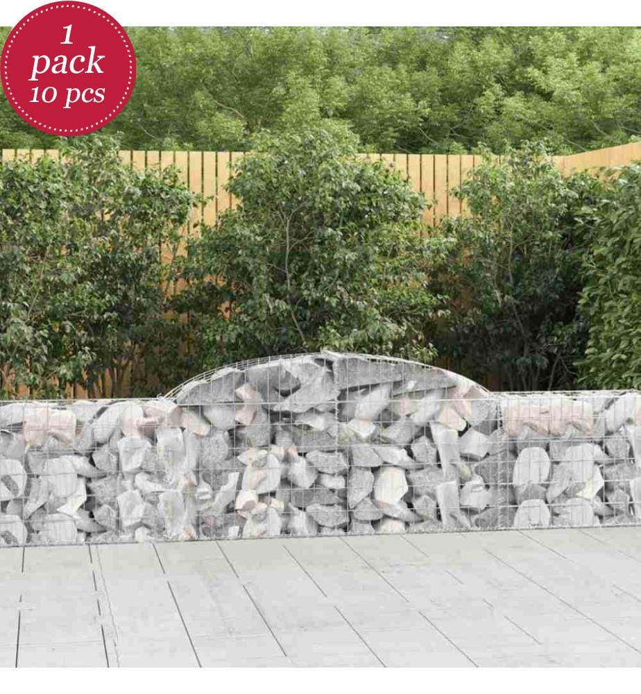 Gabionen mit Hochbogen 10 Stk. 300x30x60/80 cm Verzinktes Eisen