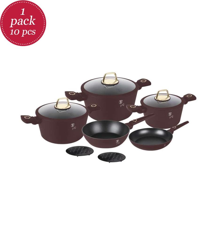 10-teiliges Kochgeschirr-Set, Leonardo Collection - Matt Bordeaux