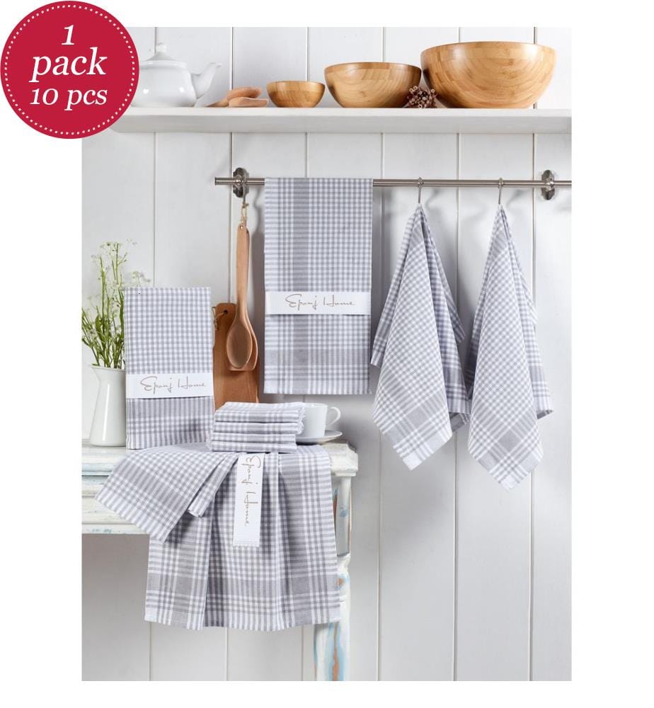 10er-Pack Handtücher – Grau und Weiss