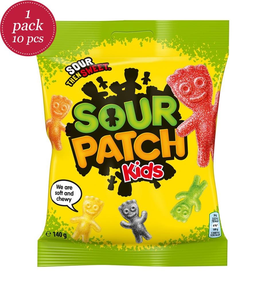 10x Sachets de gommes aux fruits Sour Patches - 140g