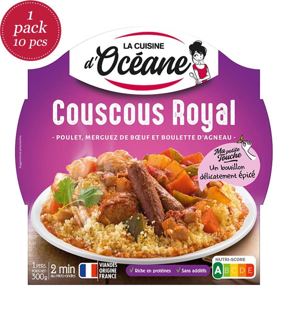 10x La Cuisine d'Océane Fertiggericht Couscous Royal (Poulet/Rind) & Weizengriess - 300g
