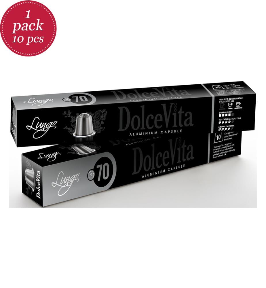10x DolceVita Lungo 70% Arabica, Alu Nespresso Compatible - 10er