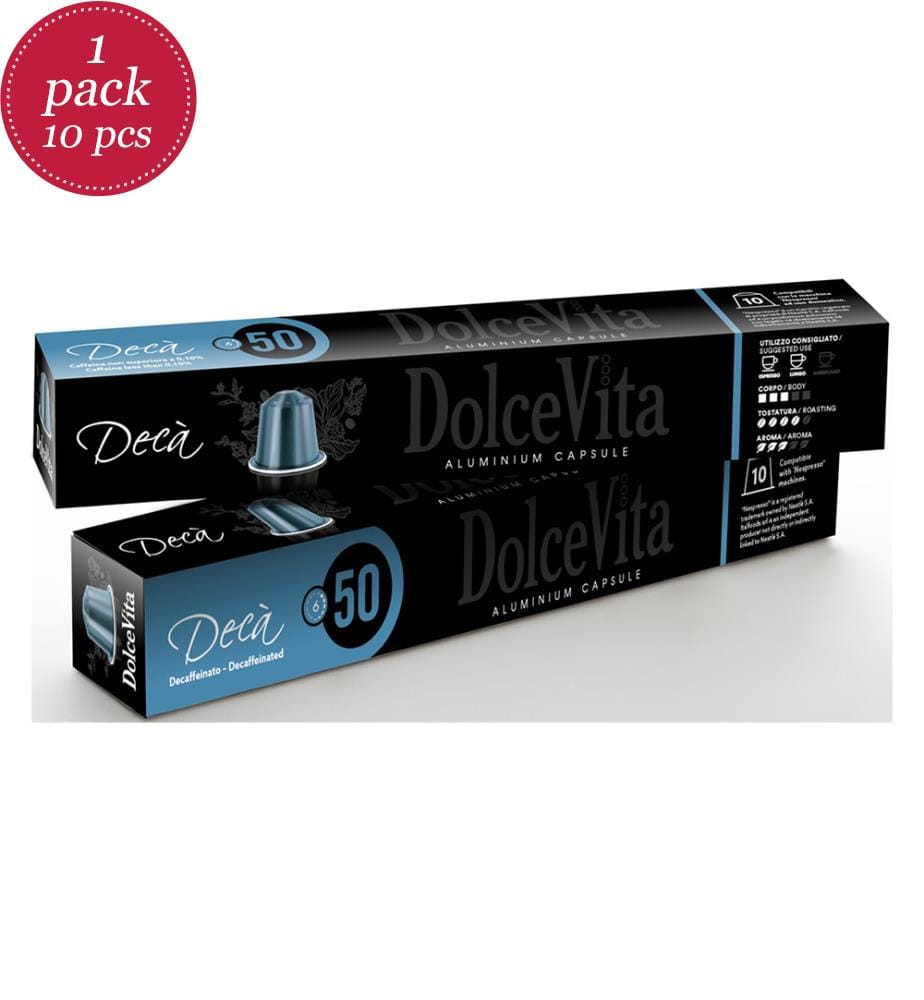 10x DolceVita Decaffeinato 60% Arabica, Alu Nespresso Compatible - 10er