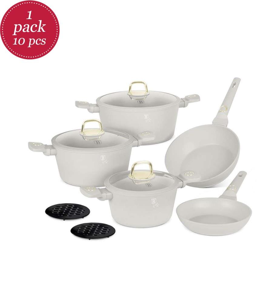 10-teiliges Kochgeschirr-Set, Sahara Collection - Matt Cream