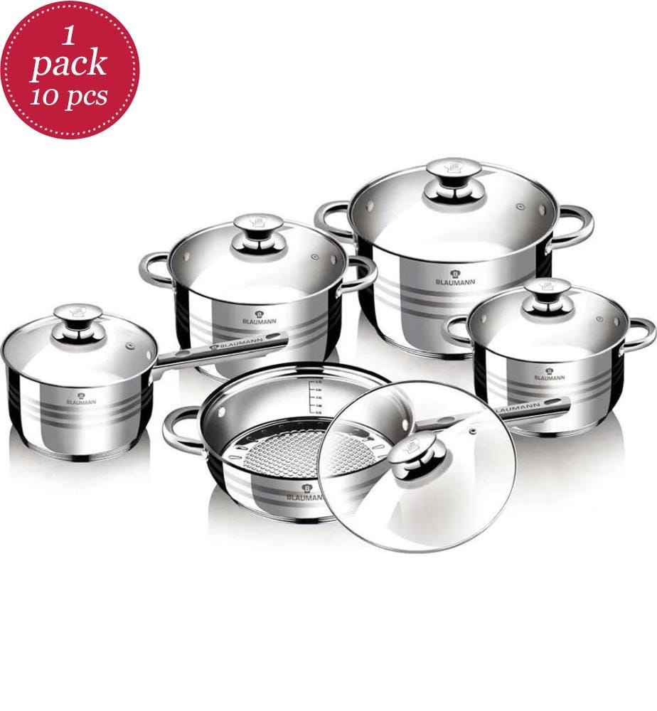 Kochtopfset 10-teilig aus Edelstahl – Gourmet