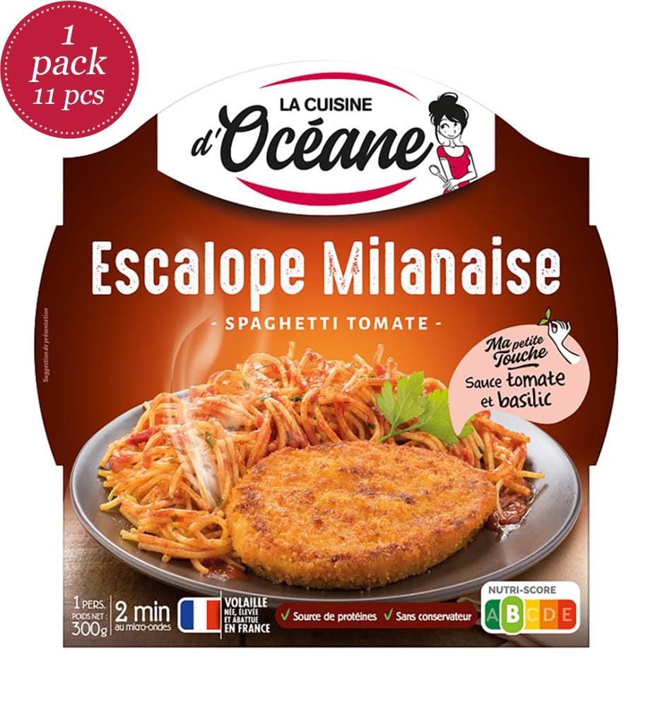 Lot de 11 La Cuisine d'Océane Fertiggericht Schnitzel & Spaghetti Milanaise - 300g