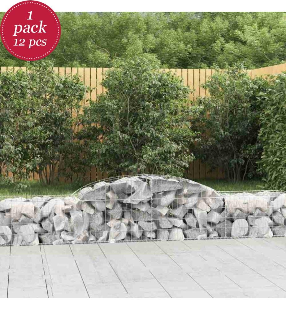 Gabionen mit Hochbogen 12 Stk. 300x50x40/60 cm Verzinktes Eisen