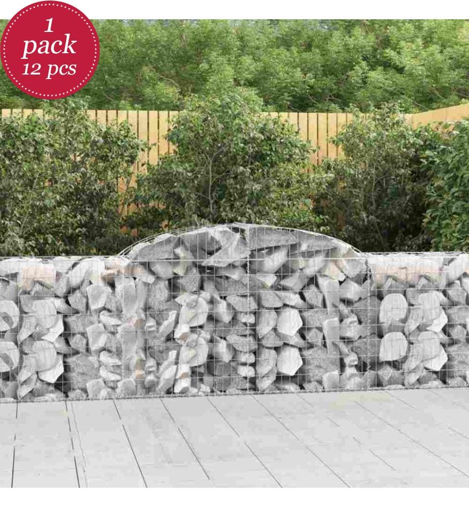 Gabionen mit Hochbogen 12 Stk. 300x50x80/100cm Verzinktes Eisen
