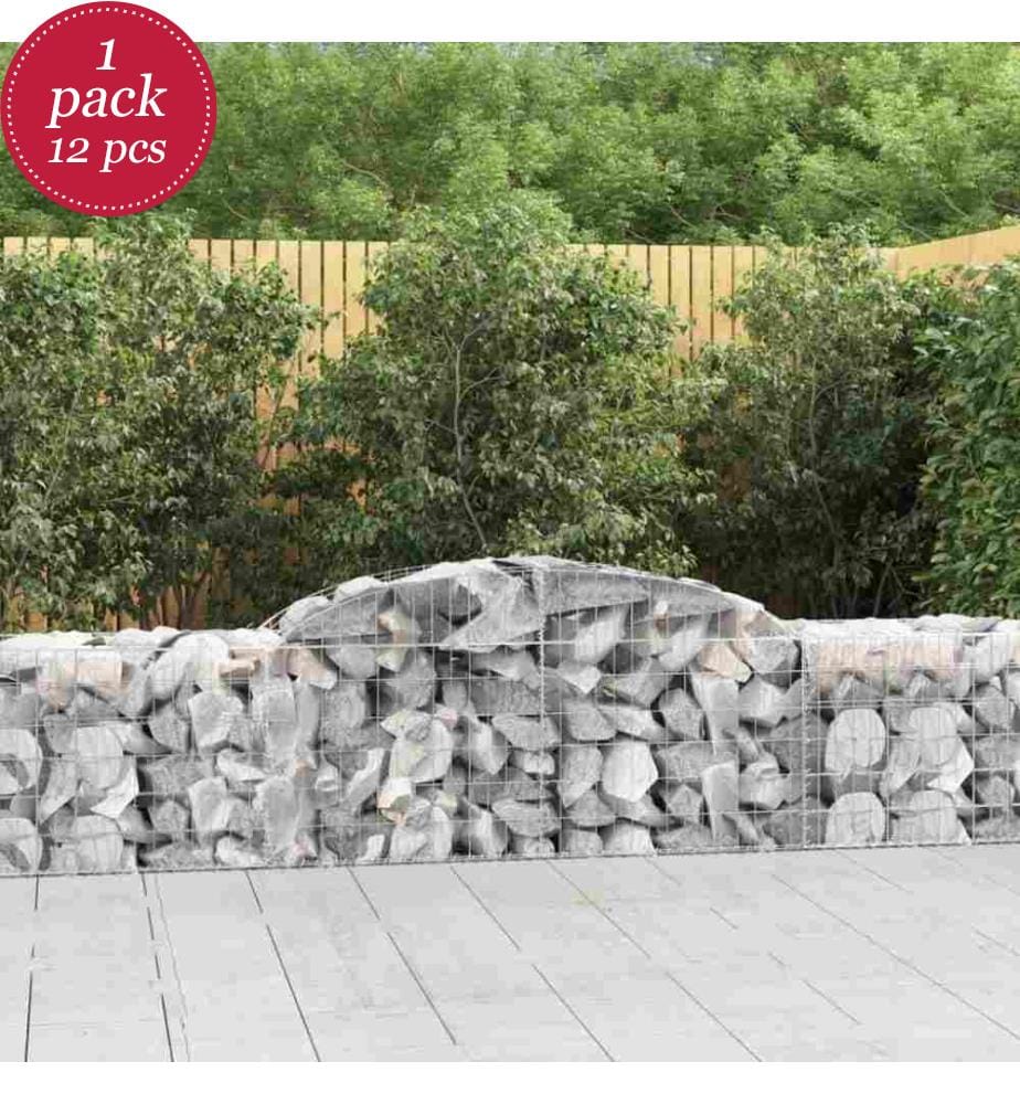 Gabionen mit Hochbogen 12 Stk. 300x50x60/80 cm Verzinktes Eisen